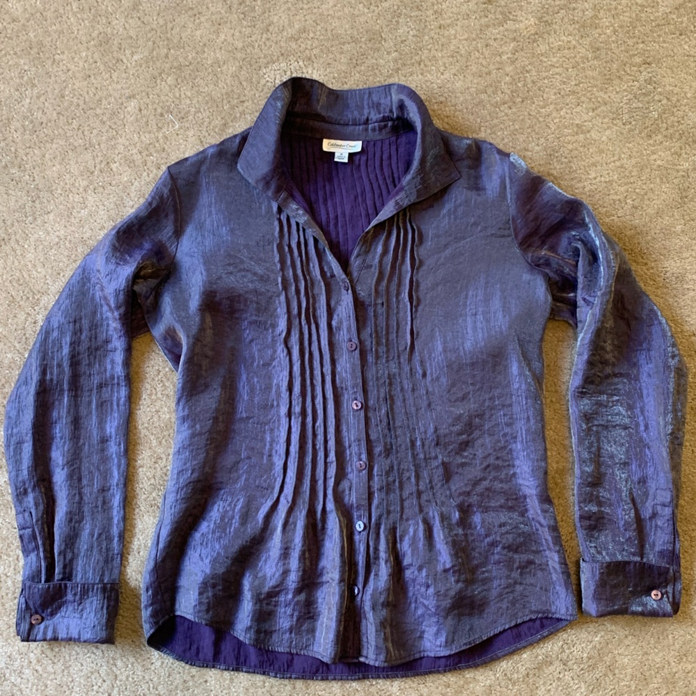 Coldwater Creek, purple shimmery/iridescent women’s blouse, size medium